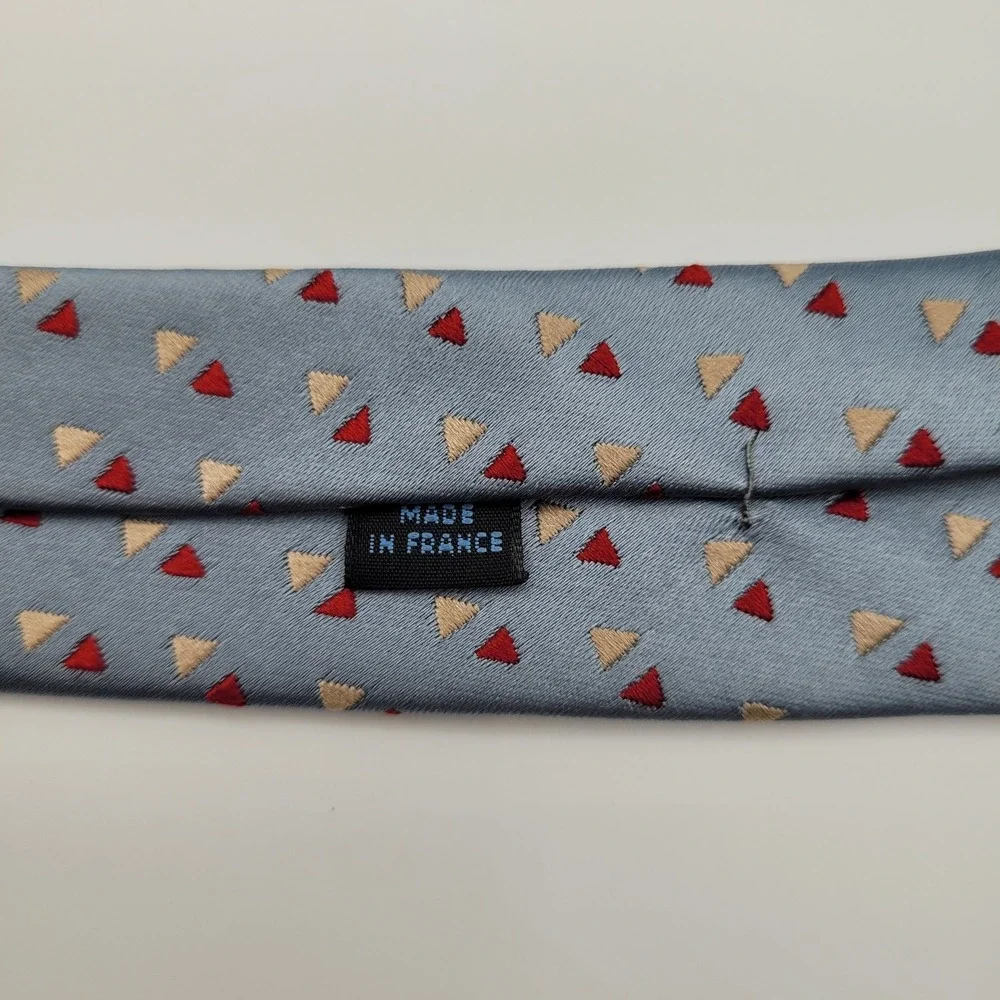 Charvet Necktie Mens One Size Blue Geometric Triangle Silk France